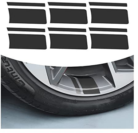 CGEAMDY 6 Stück Autorad Reflektierende Aufkleber, Auto Styling Auto Reifen Felge Dekoration Zubehör, Auto Selbstklebende Aufkleber DIY Motorrad Rad Aufkleber(Schwarz)