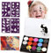 ZZQVIP - 15 Farben Schminkfarben Kinderschminke Set, Make-up & Gesichtsfarben, Waschbar Face Paint, Bodypaint Schminkset mit 4 Vier Tattoo-Vorlagen, Wasserlösliche Gesichtsfarbe für Kinder