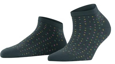 FALKE Women's Multispot W Sn Cotton Low-Cut Patterned 1 Pair Trainer Socks, Green Mulberry 7448, 2.5-5