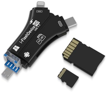 SD Kartenleser 3 in 1 kartenlesegerät die Beide SD TF-Speicher Gleichzeitig Liest Kompatibel für Jagd Jagdkamera Kompatibel mit iPhone/Android/Windows (Black-3 in 1 kartenlesegerät)