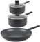 Russell Hobbs COMBO-8809 3 Piece Pan Set – 16/20 cm Saucepans, 28 cm Frying Pan, Non-Stick, Induction, Includes Glass Lids, Little/No Oil, Soft-Touch Handles, High Performance, Shield Collection