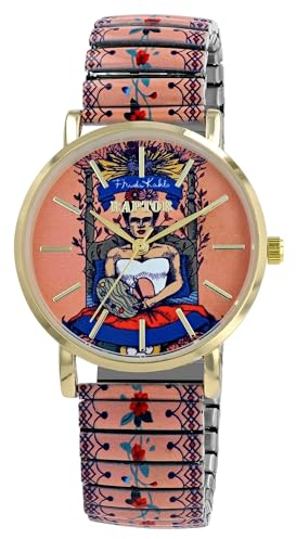 Raptor Damenarmbanduhr Frida Kahlo Edition mit Zugband (Mehrfarbig Lachsfarben)