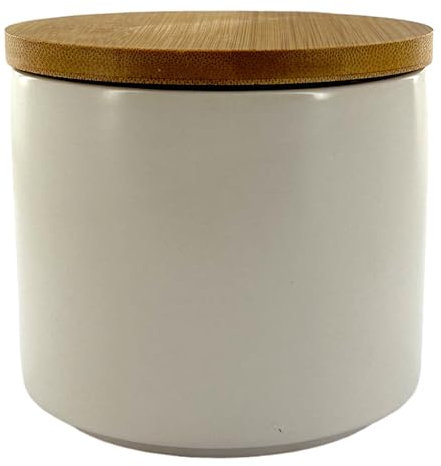 GRAINE CREATIVE Pot à Bougie Céramique Blanc avec Couvercle Bambou