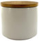 GRAINE CREATIVE Pot à Bougie Céramique Blanc avec Couvercle Bambou