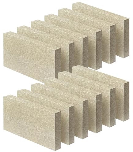 Ladrillos refractarios para estufa de leña, tamaño 9 x 4-1/2 x 3/4 pulgadas, ladrillos refractarios resistentes a altas temperaturas para estufas de leña, 12 piezas