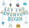 Let the Adventure Begin Banner - 28 Stück Reise Motto Partydekoration, Partyzubehör um Thema Weltreisen, Hängende Wirbel, Party Dekoration für Männer Frauen Ruhestand, Abschlussfeier, Abschiedsparty