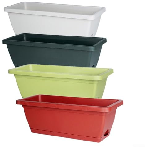 1 Pot de Fleurs rectangulaire en Plastique pour Jardin, Jardin, extérieur, Bureau, bonsaï (Rouge Brique)