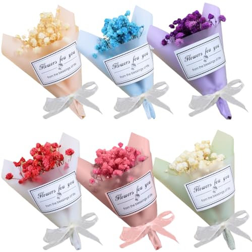 VURYAPI 6 Pezzi Fiori Secchi Naturali, Mazzi di Piccoli Bouquet Decorativi per Cornice Fai Da Te, Festa in Casa, Decorazione di Matrimonio