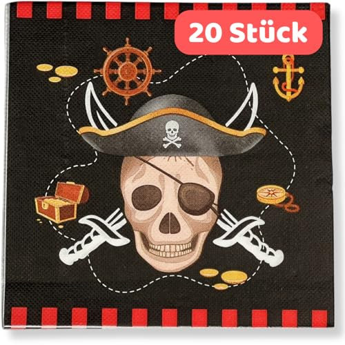 DIWULI Servietten 20 Stk Kindergeburtstag - Pirat