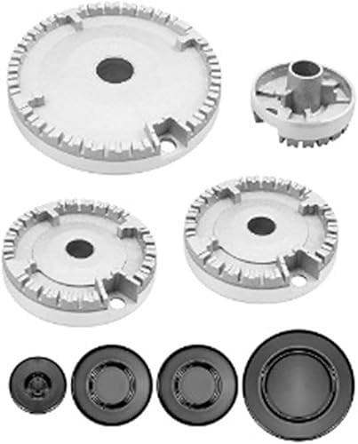 Daaxing Cooktop Burners Metal Gas Oven Stove Cap Kit For Sabaf Stoves Crown Flame Cover Replacement Part, Flame Cap Kit, Stove Cover Set (Flat)