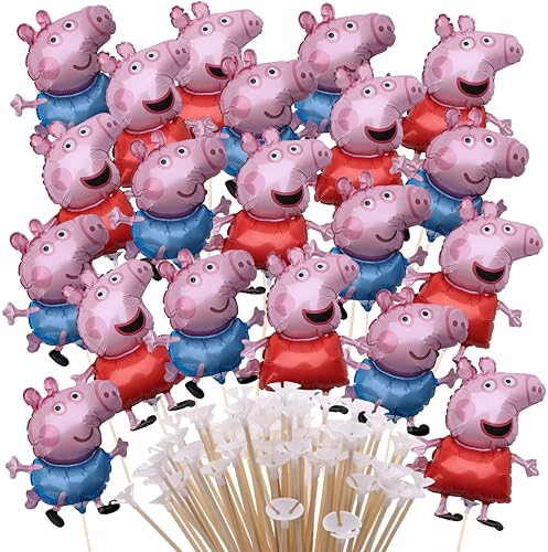 Toyland® 20 Stück – Peppa & George Pig Mini-Ballons – Stäbchen und Becher im Lieferumfang enthalten – Geburtstagsparty-Dekorationen