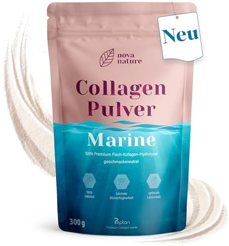 [Neu] Marine Collagen Pulver Fisch 300g - Bioaktives Collagen Hydrolysat aus Fisch Kollagen - einzigartige Löslichkeit, geschmacksneutral, von NovaNature®