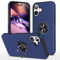 XYZNTMF for iPhone 16 Case Built-in Ring Holder Shockproof iPhone 16 Phone Case Silicone Bumper Matte Hard PC Shell Magnetic Car Mount Protective Skin Cover, Blue