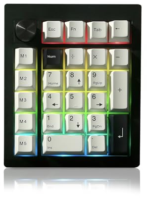 ZMX GMK26 Mechanical Numpad,VIA/QMK Programmable Hot Swappable Gasket Wired BT5.0/2.4G Wireless Number Pad with Knob PBT Keycaps 26 Keys Macro RGB Gaming Numeric Keypad for Laptop TKL Keyboard (Black)