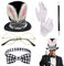 5pcs / set chapeau magicien, costume de magicien kit de magicien d'Halloween avec chapeau, baguette, nœud papillon, et plus, faire semblant de jouer le costume magicien adulte pour les fêtes de costu