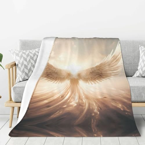 POEZJZW Angel'S Wings - Manta de franela de 60 x 50 pulgadas, acogedora manta suave y cálida para sofá, manta de dormitorio