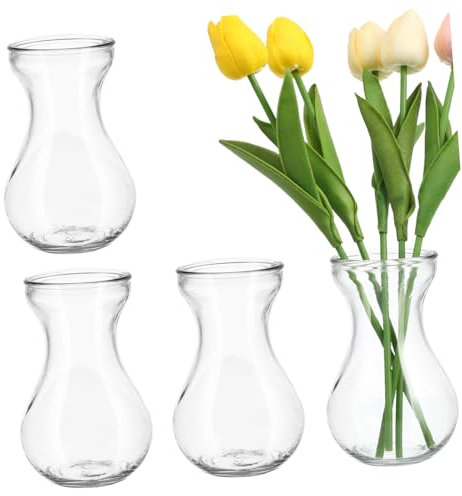 GOOHOCHY Glasvase Pflanzer Glas Hyazinthe Hydroponisch 4 Stück Tischdekoration Home Office Blumenvase