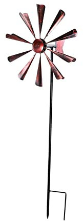 KONTONTY Europäische Eisen Windmühle Gartendeko Mit Drehbarem Rotor Wetterfeste Outdoor-landschaftsdekoration Für Rasen Balkon Und Park Langlebige Metallornamente Für Garten Und Terrasse