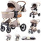 Shineey Poussette 3 en 1,poussette pliable Avec Siège Auto, Poussette Bébé Compacte Réglable en Hauteur Avec, Poussette Trio Cadre en Alliage d'aluminium Haut Paysage système de voyage