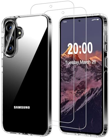 QHOHQ Hülle für Samsung Galaxy A56 5G / A36 5G, 1 Handyhülle + 2 Stück Panzer Glas, [Nie Vergilbung], [Militärstandard Schutz] Schutzhülle Case, Stoßfest Gassack, Anti-Kratzt - Klar