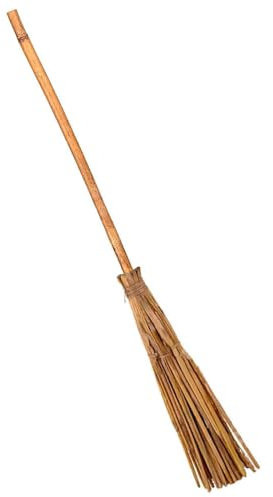 AC - Escoba de Bruja - Paja y bambú - Complemento para Disfraz de Mago, hechicero, Ligera, Carnaval, Halloween, Cosplay, Fiestas - 62 cm