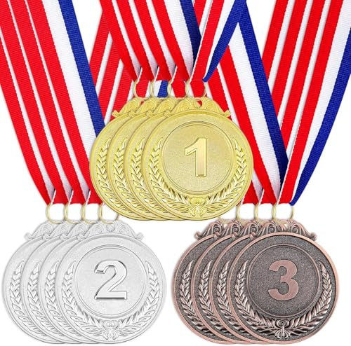 Jiahuade Gewinner Medaillen,12 Stück Medaillen Kindergeburtstag,Sieger Medaillen,Medaillen Set Kinder Metall,Medaille Gold für Kinder,Medallien Wettbewerb,Goldmedaillen