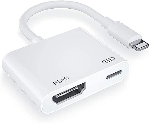 Joywind Lightning auf HDMI Adapter, Kein Strombedarf 1080P Bildschirmkonverter mit Lightning Ladeanschluss, i-Phone auf HDMI Adapter kompatibel mit iOS Geräten für Projektor/Monitor/TV