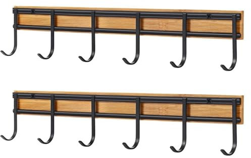 Colgador de utensilios de cocina, juego de 2 soportes para cubiertos, organizador de utensilios de 6 ganchos montado en la pared para armario de cocina, fregadero, despensa, apartamento, restaurante