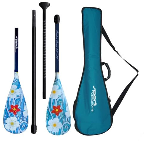4 TLG. Sport Vibrations Balance SUP und Kajak-Paddel Superlight Flower Design (CarbonComp 8'0 Antitwist - inkl. 2. Paddelblatt mit Kajakfunktion inkl. Paddeltasche)