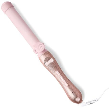 Beachwaver Co. B1.25 Rotating Curling Iron - Pink Glitter | Automatic 1 1/4-Inch Ceramic Curling Iron - Larger Barrel Size for Medium-to-Long Hair! | Auto-Shut Off, Travel-Friendly, Dual Voltage