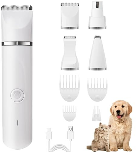 Dr Pfoten Multitrim Pro - Die Stressfreie 4-In-1 Hundeschermaschine, Pfotentrimmer für Hunde, Wiederaufladbar Hundeschermaschine Pfotentrimmer & Krallenschleifer für Pfoten, Ohren, Gesicht