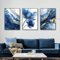 ZHAOLIN Lot de 3 affiches murales modernes en feuille d'or, motif abstrait de roses bleues, imprimables, pour décoration d'intérieur, 50 x 70 cm, 3 cadres internes