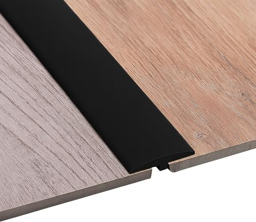 Übergangsprofil selbstklebend, T Profil 5 x 200 cm, Flexible PVC Übergangsleiste Boden für alle Bodenarten, zuschneidbar & wasserfest (Schwarz, 2 M)