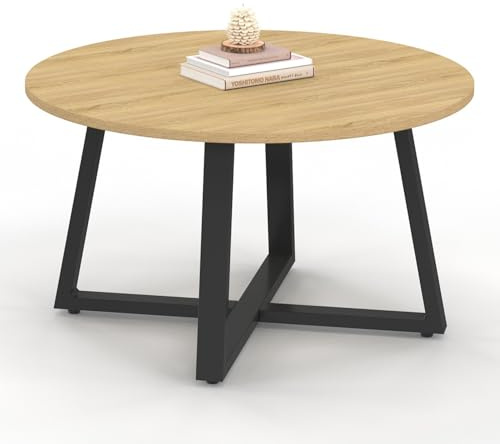 IDMarket - Table Basse Ronde Selma 70 cm Bois et Noir