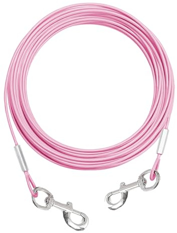 Mi Metty Tie-Out Leinen für Hunde,3/6/9/15m Kausichere Hundeleinen,Tie Out Cables Hofleine Für mittlere bis große Hunde (Rosa（3.3mm）, 50ft(15M)（for Small Dogs）)