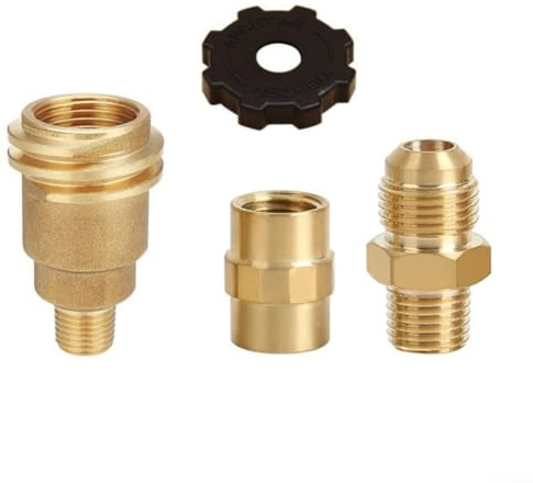 Propangas Adapter Set, 3 Stück Messing Fitting mit 1/4NPT Innengewinde und 5/8-18UNF Anschluss für Gasanschluss