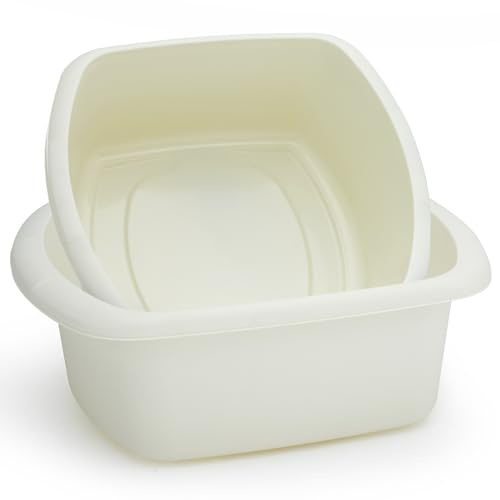 besto Washing Up Bowl for Sink | Set of 2 (7 & 9 Liter) Rectangle Kitchen Sink Bowls | Cream Wash Up Basin Bowl for Kitchen Sinks