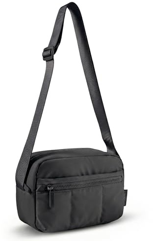 bagsmart Puffer kameraväska liten, kameraväska DSLR SLR fotoväska liten, lätt och elegant axelväska spegelreflex systemkamera objektiv tillbehör, svart, Fashion
