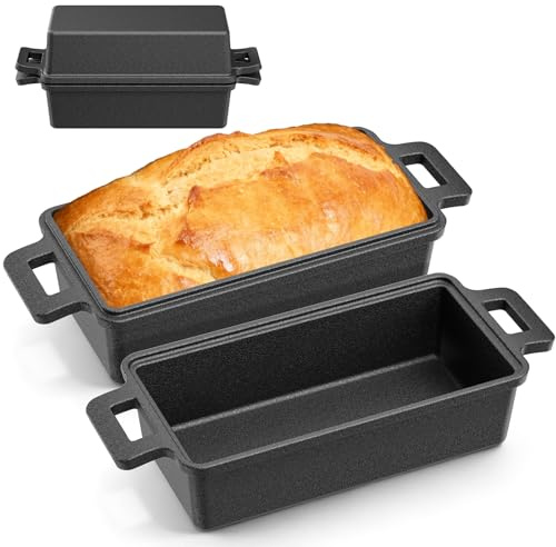BugyKido Moule à pain avec couvercle, pot en fonte, idéal comme moule à pain, accessoires de pain, oule à pain et gâteau, Acier Antiadhérent Bicouche sans PFAS -32cm*13cm