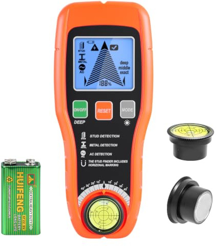 7-in-1 Leitungssuchgerät Leitungssucher Wandscanner mit 3 Holz-Modi, Metall,AC,Wasserwaage + Nail Finder – Elektronischer Leitungsfinder Kabelsuchgerät mit Deep Scan & HD-LCD, ideal für Heimwerker DIY