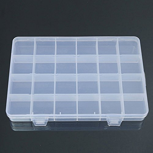 Gemini_mall® 24 Compartments Plastic Box Case Jewelry Bead Storage Container Craft Organizer (24 Compartments)
