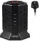 Extension Lead, PRITEK 8 Way Outlets Vertical Tower Power Strip with 4 Smart USB Charging Ports 10A/2500W 1000 Joules Surge Protector Extension Socket with 2m/6.5ft Extension Cord (Black)