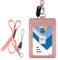 Porte-Badge, Wisdompro Double Face PU Cuir Porte-Cartes, avec 1 Fente pour Carte d’identité, 1 Fente pour Carte, 1 Sangle de Cou Détachable de 22 pouce - Or Rose (Vertical)