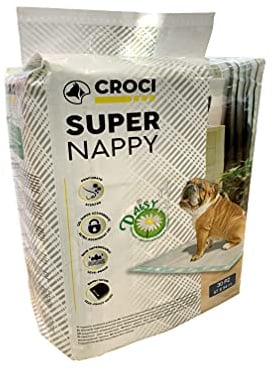 Croci Super Nappy Daisy - Tappetini Igienici per Cani 57X54 cm 30 Pezzi - Traverse Cani e Animali Domestici, per Pipi Cane e Gatto Ultra Assorbenti Usa e Getta, Antiodore e Profumati