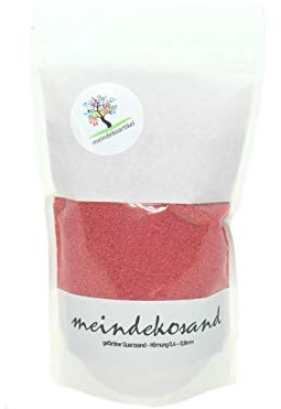 Farbsand zum Dekorieren und Gestalten - Quarzsand gefärbt 0,4-0,8mm – Dekosand (KORALLE - Hellrot, 1400g Beutel)