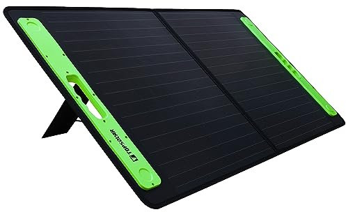 Topsolar 100W Monocrystalline Portable Folding Solar Panel Charger Kit with Dual USB 5V + 18V DC Output for Portable Power Stations, Mobile Phones, Laptops, Camping, 12V RV Marine Car Batteries