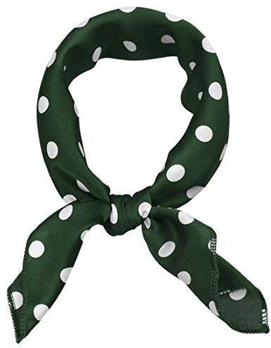 sourcing map Damen Vintage Quadratischer Schals Kopf Hals Polka Dots Schal Halstuch Grün M