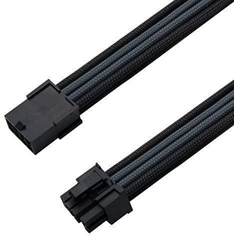 EZDIY-FAB Cavo con Manicotto PCIE 6+2 Pin,Cavi con Manicotto GPU,Prolunga per Alimentazione Elettrica-Nero e Grigio