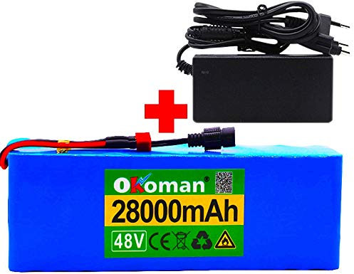 Batterie Li-ION 48v E-Bike 13s5p 28ah 1000w Batterie Haute Puissance 54.6v 28000mah 21700 Batterie au Lithium Ebike vélo électrique vélo avec BMS + Chargeur