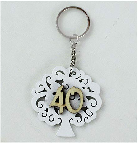 DLM-29146 (Kit 12 Pezzi) Portachiavi Albero della Vita 40 Quarantesimo Compleanno Anniversario di Nozze Segnaposto Confettata bomboniera